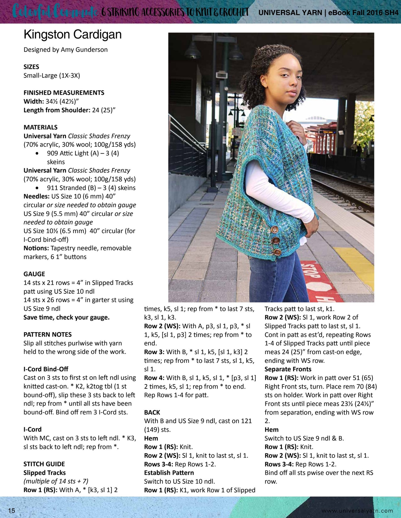 Universal Yarn Kingston Cardigan Knitting Pattern