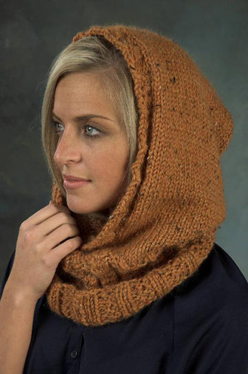 Hooded Neckwarmer in Plymouth Baby Alpaca Grande Tweed - F420 - PDF