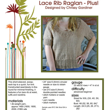 Gardiner Yarn Works Lace Rib Raglan Jumper Knitting Pattern