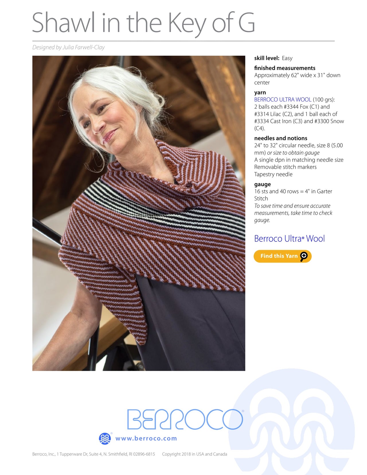 Berroco Shawl in the Key of G