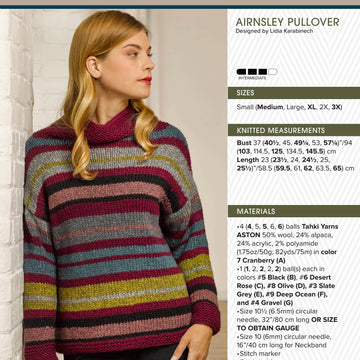 Tahki Yarns Airnsley Pullover Knitting Pattern