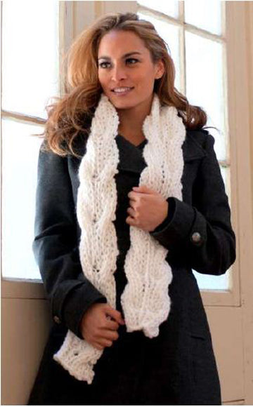 Reversible Cabled Scarf in Plymouth Encore Mega - F549 - PDF