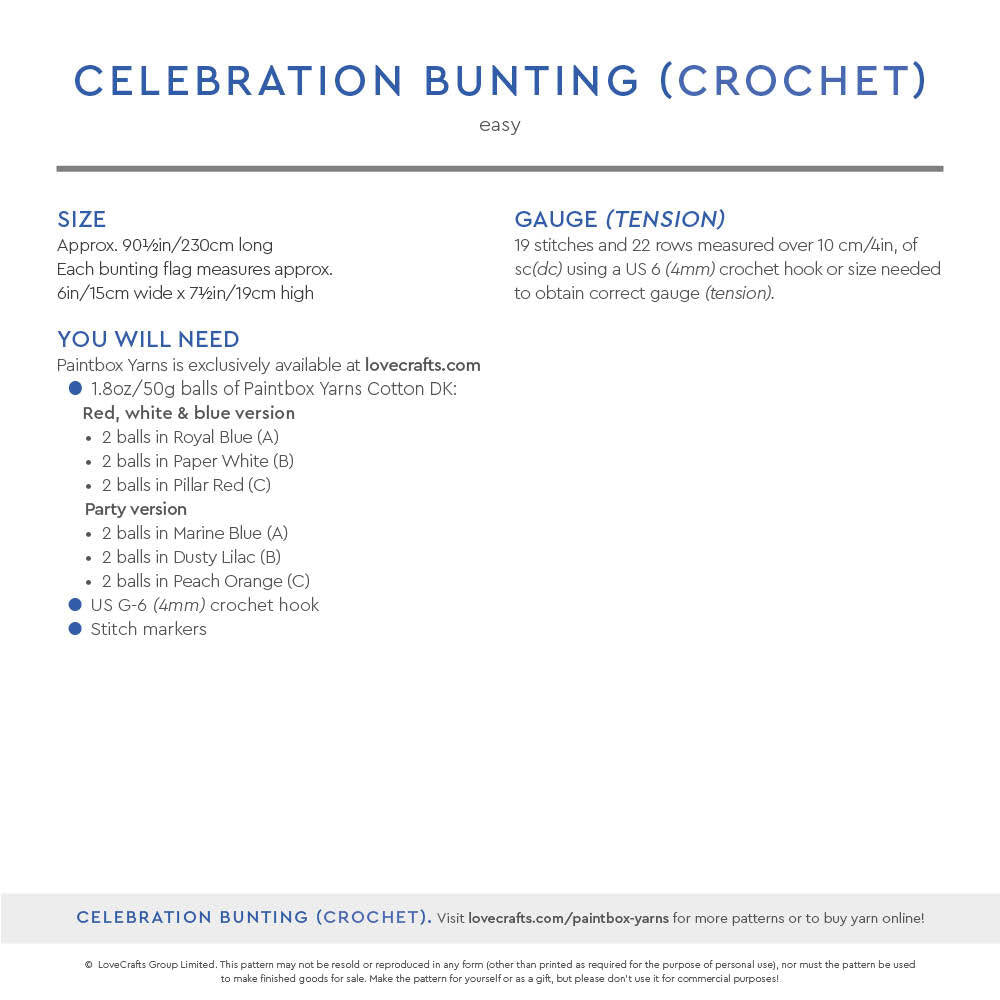 Paintbox Yarns Celebration Bunting Knitting Pattern