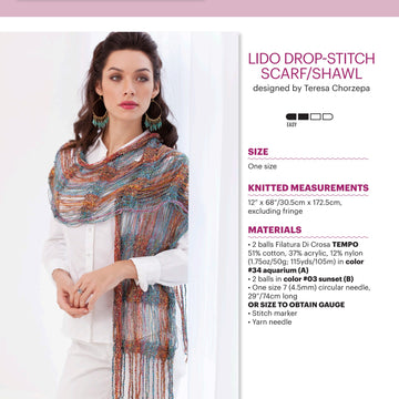 Filatura Di Crosa Lido Drop Stitch Scarf/Shawl Knitting