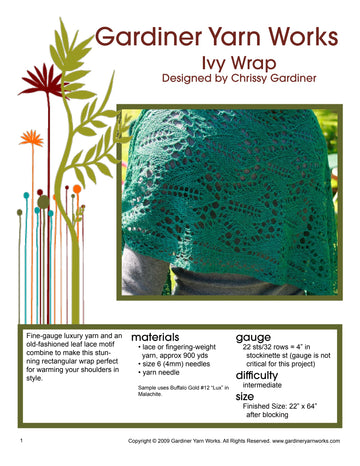 Gardiner Yarn Works Ivy Wrap Knitting Pattern