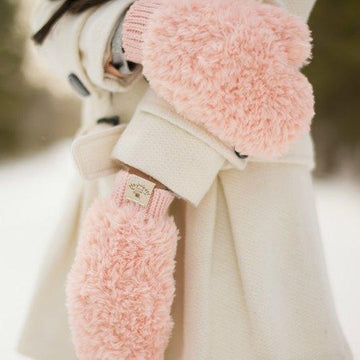 Crochet Faux Fur Mittens & Headband