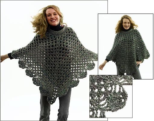 Martha Stewart 'Coming Home' Poncho: Plus SizeÃ‚Â in Lion Brand Homespun