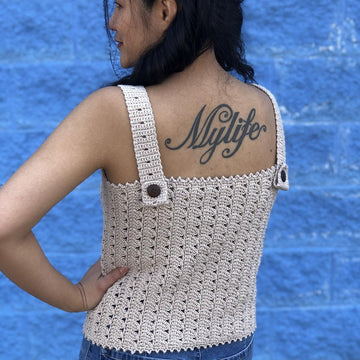 Buttoned up crochet tank top