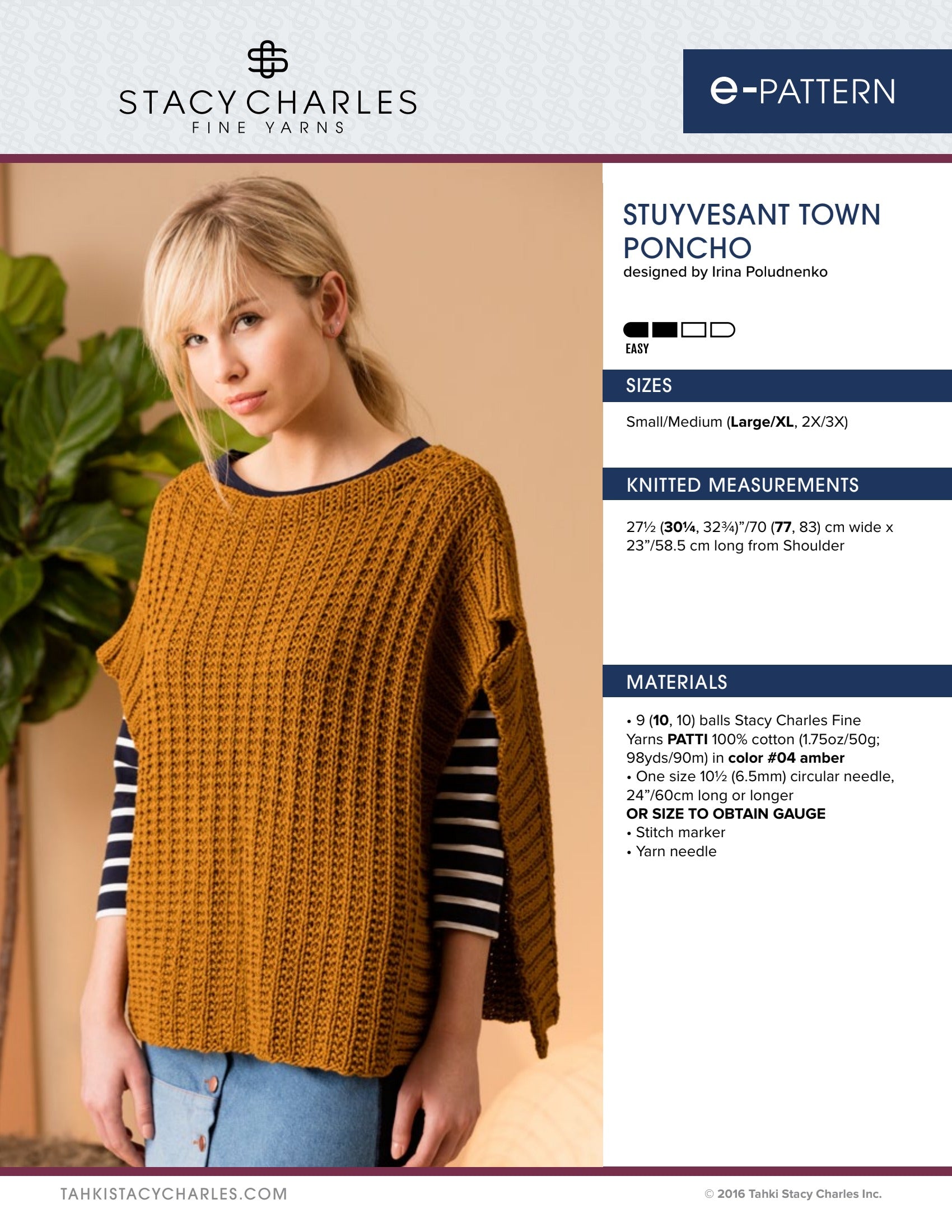 Stacy Charles Fine Yarns Stuyvesant Town Poncho Knitting