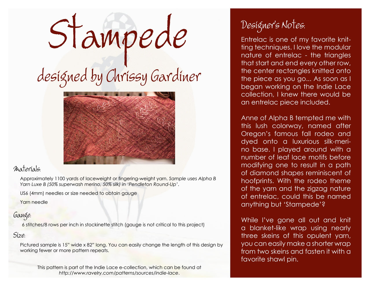 Gardiner Yarn Works Stampede Wrap Knitting Pattern