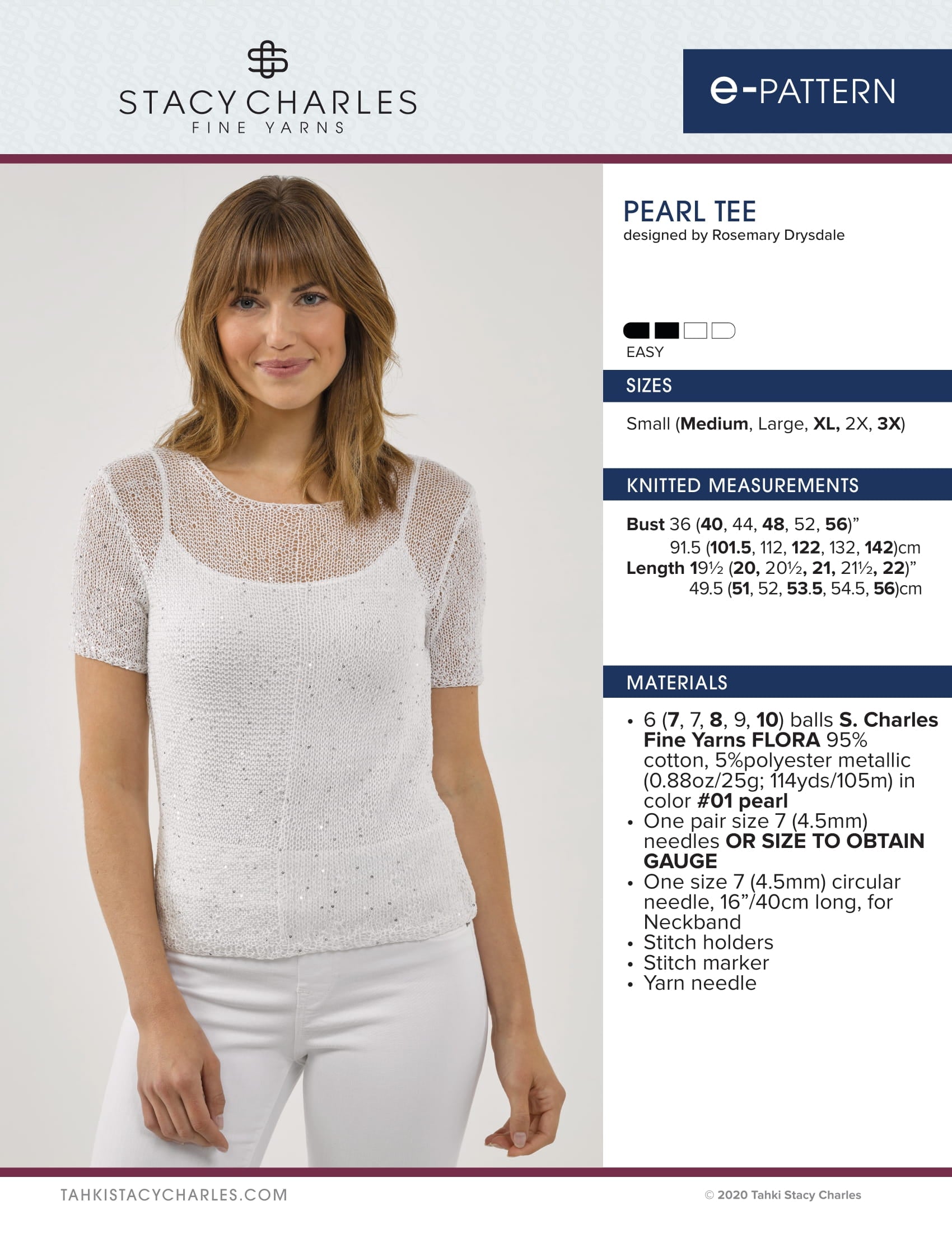 Stacy Charles Fine Yarns Pearl Tee Jumper Knitting Pattern