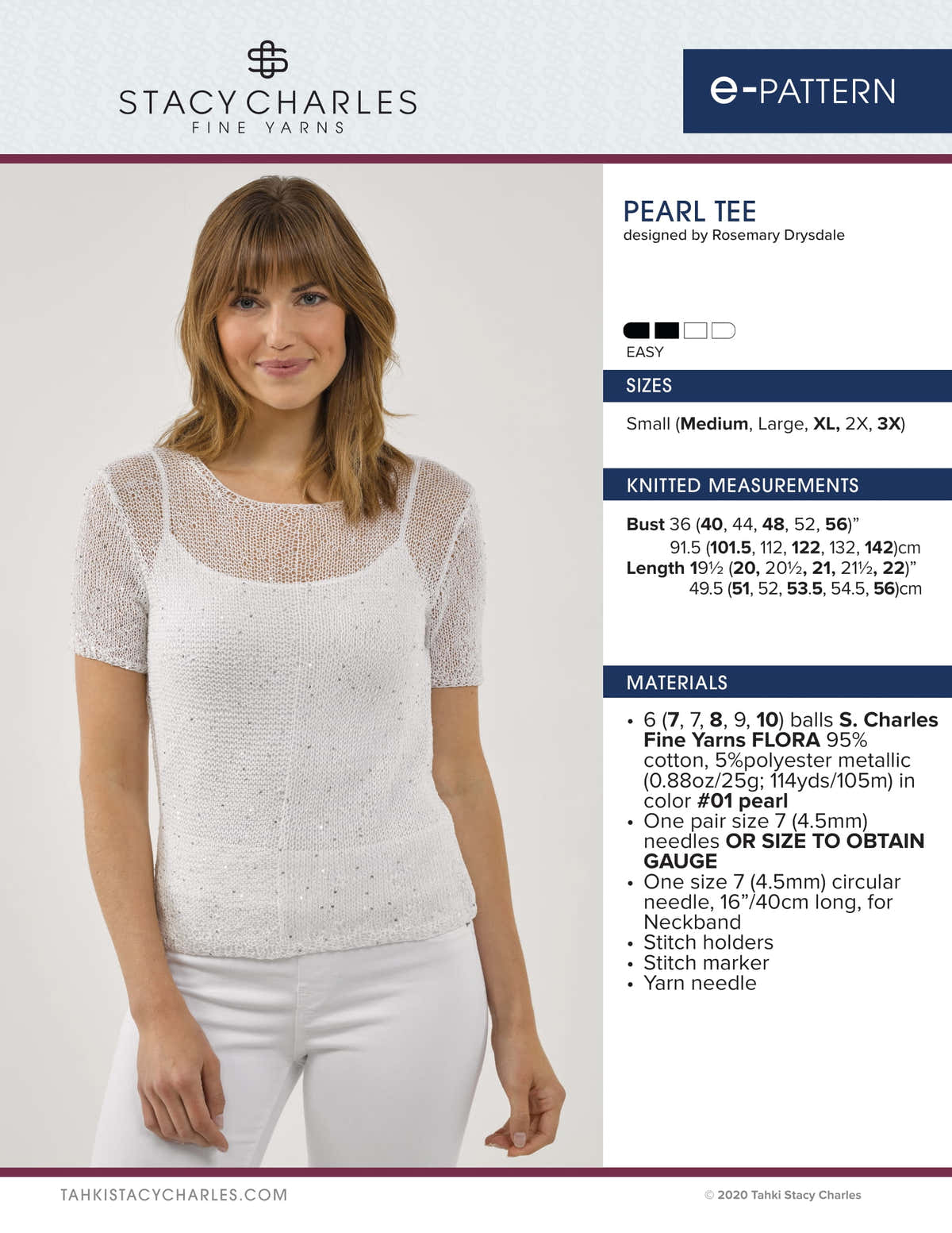 Stacy Charles Fine Yarns Pearl Tee Jumper Knitting Pattern