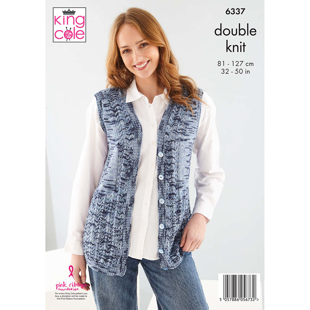 Cardigan and Waistcoat in King Cole Linendale Reflections DK - 6337 - Leaflet