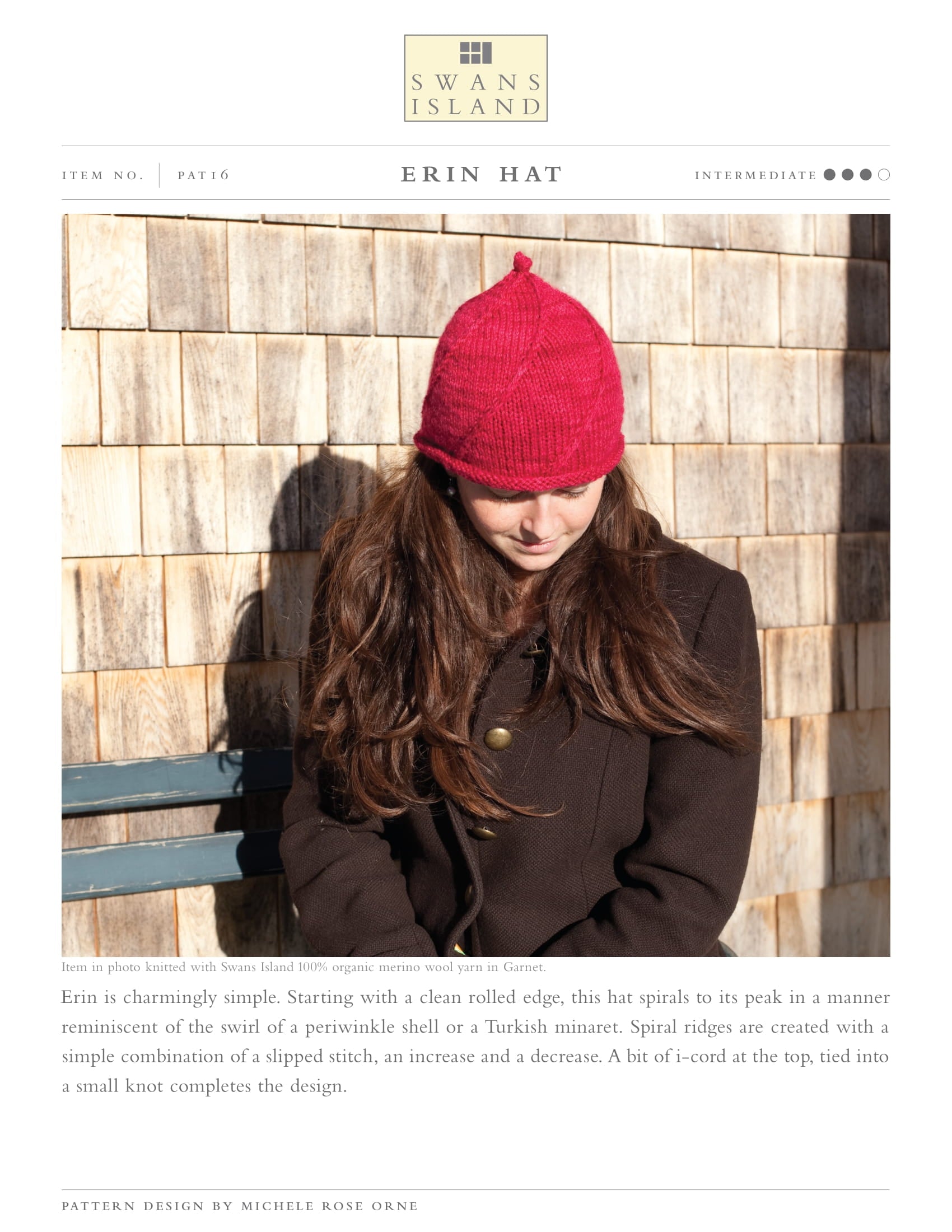 Swans Island Erin Hat Knitting Pattern
