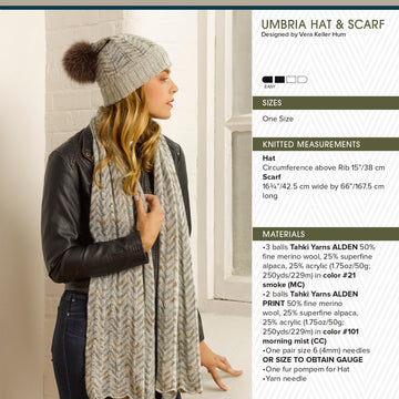 Tahki Yarns Umbria Hat & Scarf Knitting Pattern
