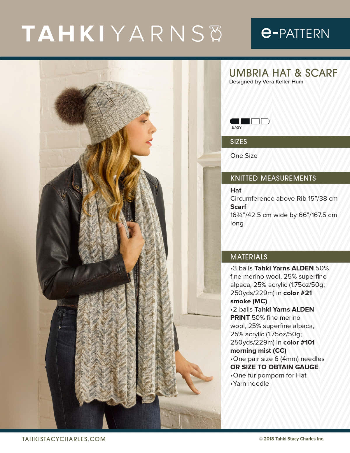 Tahki Yarns Umbria Hat & Scarf Knitting Pattern