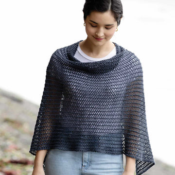 Churchmouse Studio Easy Eyelet Poncho & Wrap in Rowan Softyak, Kidsilk Haze, Creative Linen