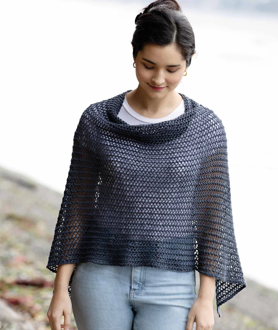 Churchmouse Studio Easy Eyelet Poncho & Wrap in Rowan Softyak, Kidsilk Haze, Creative Linen