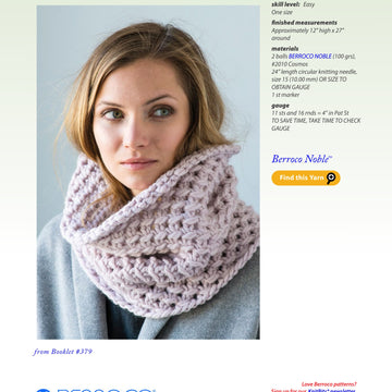 Berroco Coffeehouse Cowl Knitting Pattern
