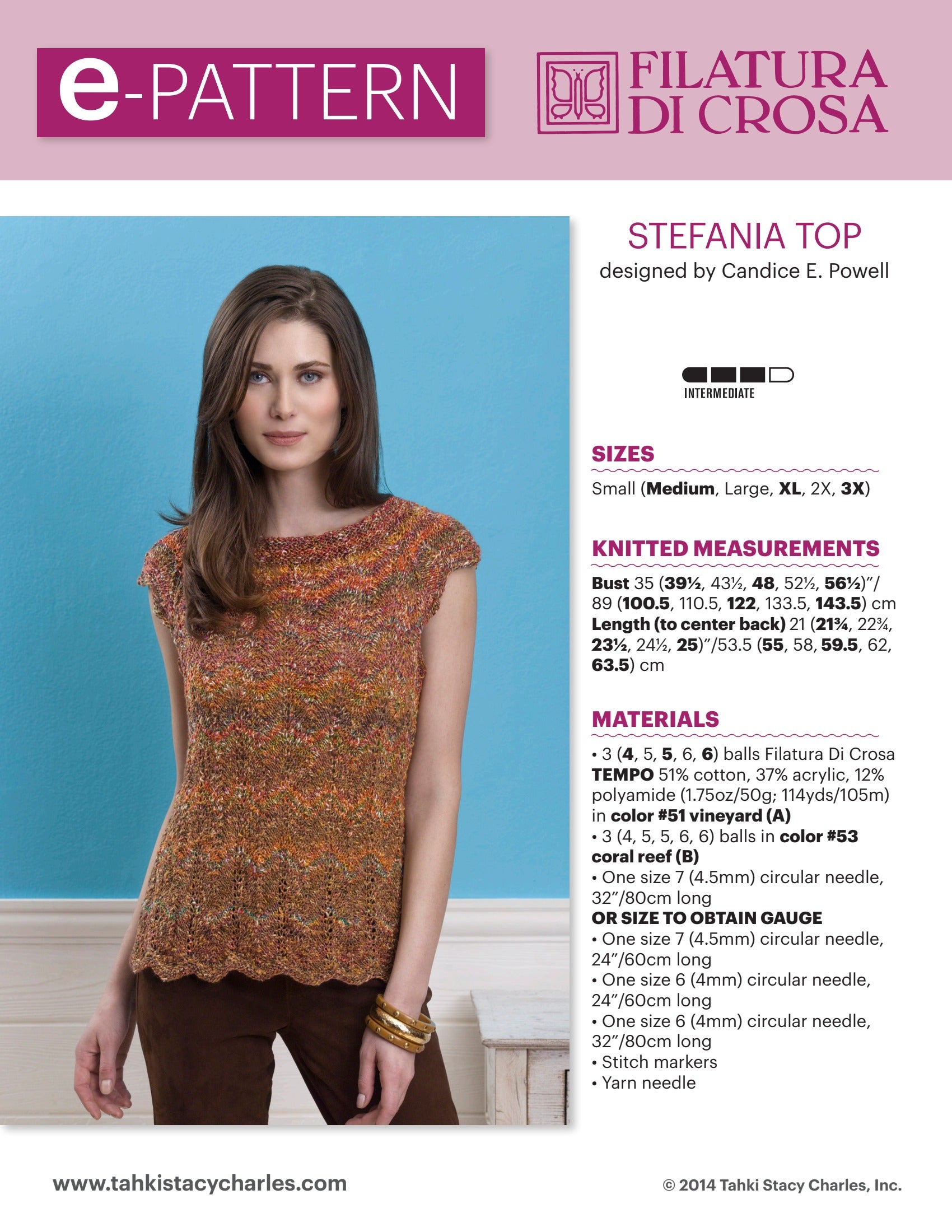 Filatura Di Crosa Stefania Top Jumper Knitting Pattern