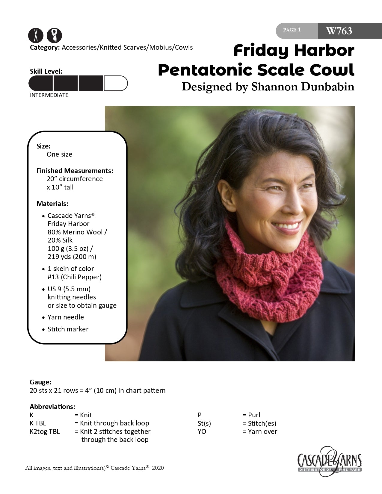 Cascade Yarns W Pentatonic Scale Cowl Knitting Pattern