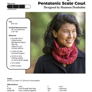 Cascade Yarns W Pentatonic Scale Cowl Knitting Pattern