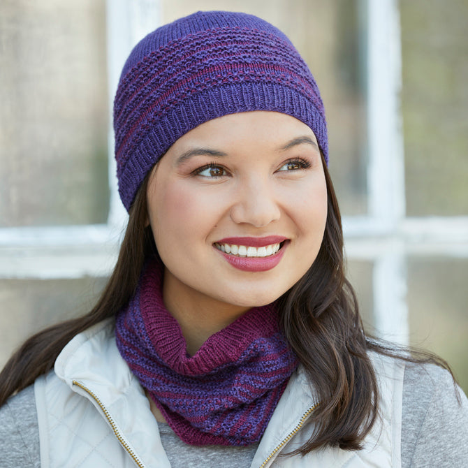 Valley Yarns Sugarplum Hat and Cowl Knitting Pattern