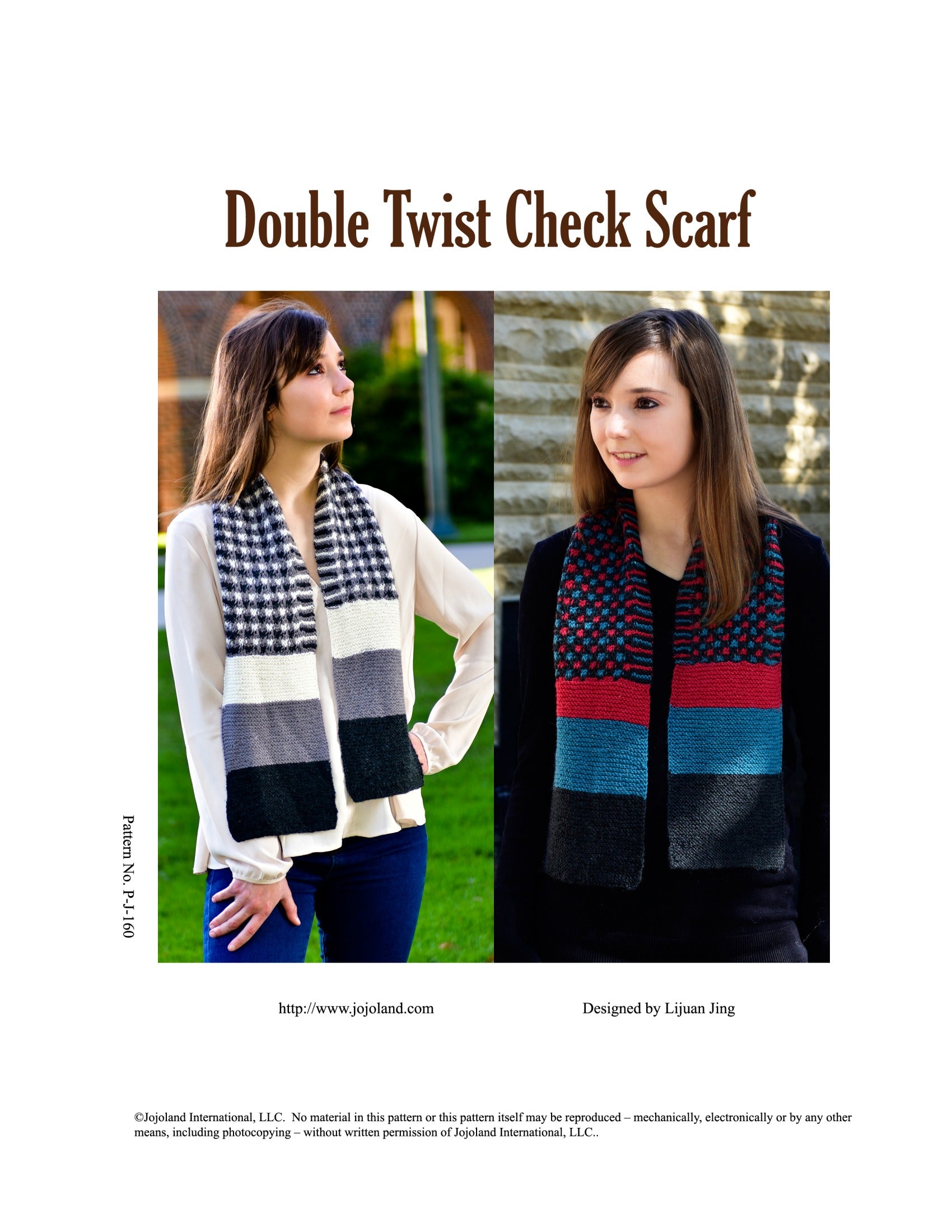 Jojoland Double Twist Check Scarf Knitting Pattern