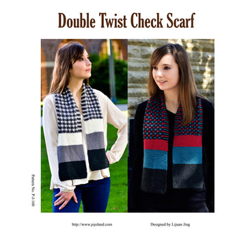Jojoland Double Twist Check Scarf Knitting Pattern
