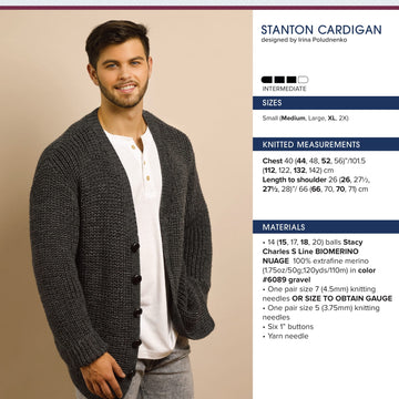 Stacy Charles Fine Yarns Stanton Cardigan Knitting Pattern