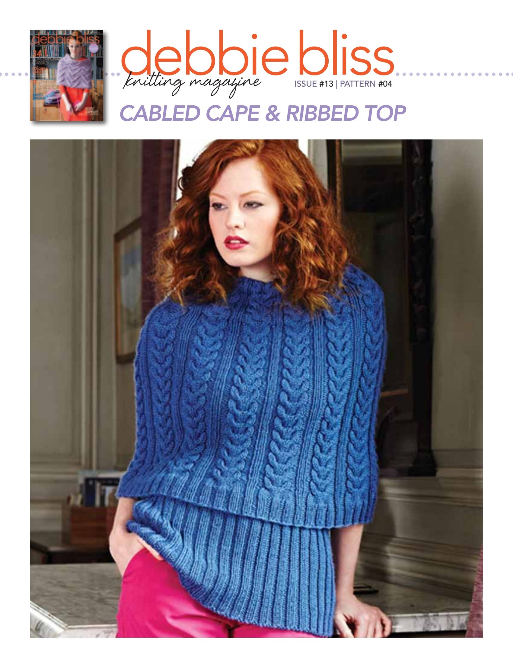 Debbie Bliss Cabled Cape & Ribbed Top Knitting Pattern