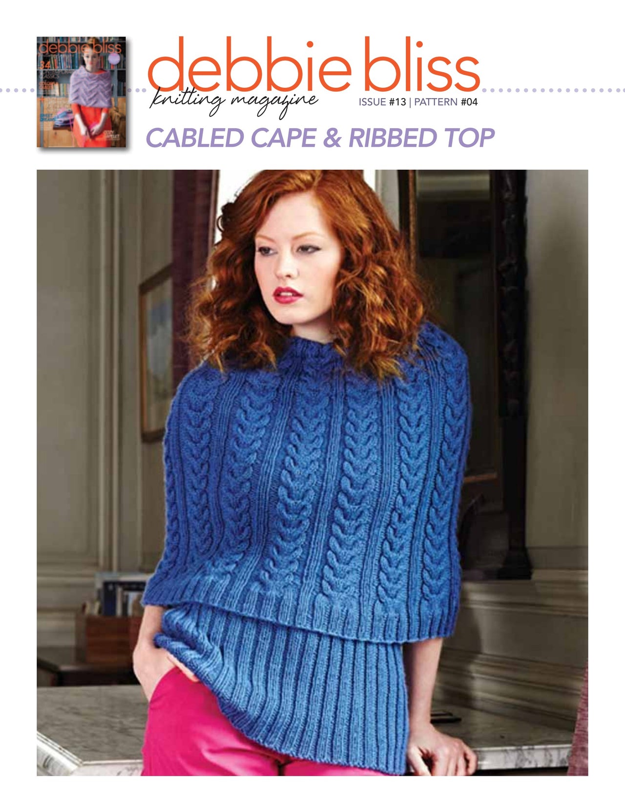 Debbie Bliss Cabled Cape & Ribbed Top Knitting Pattern