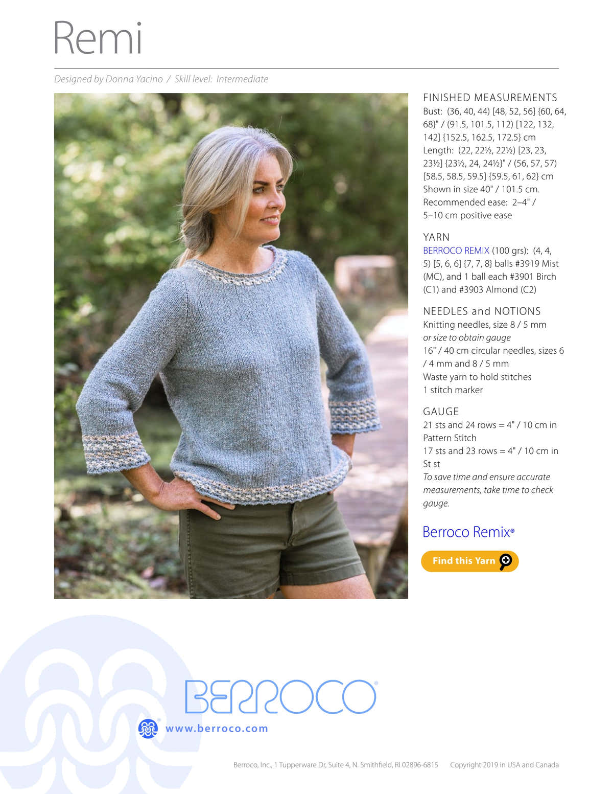 Berroco Remi Jumper Knitting Pattern