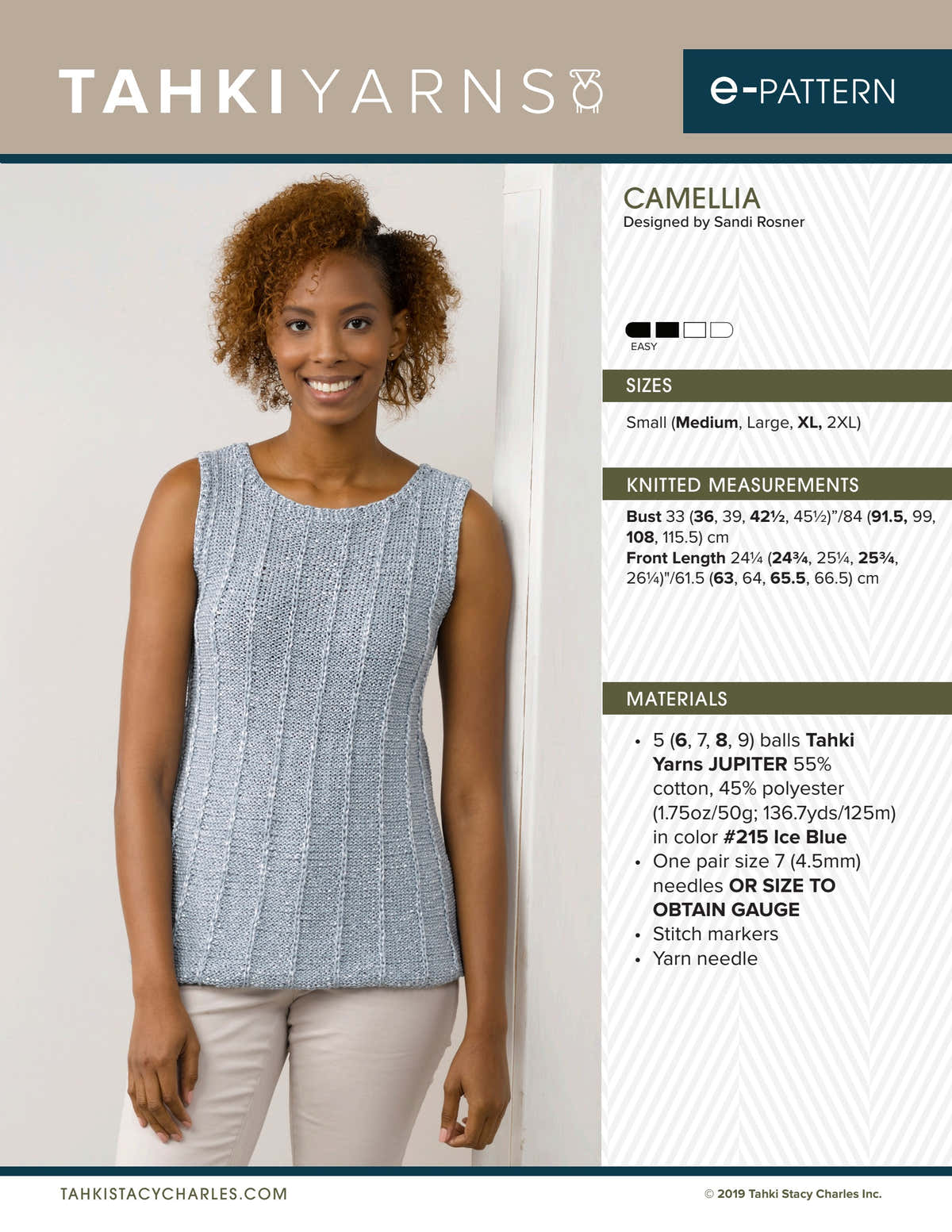 Tahki Yarns Camellia Knitting Pattern