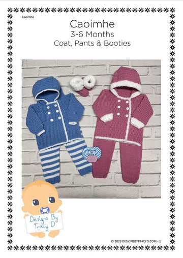 Caoimhe Hooded coat, pants & Booties 3-6mths