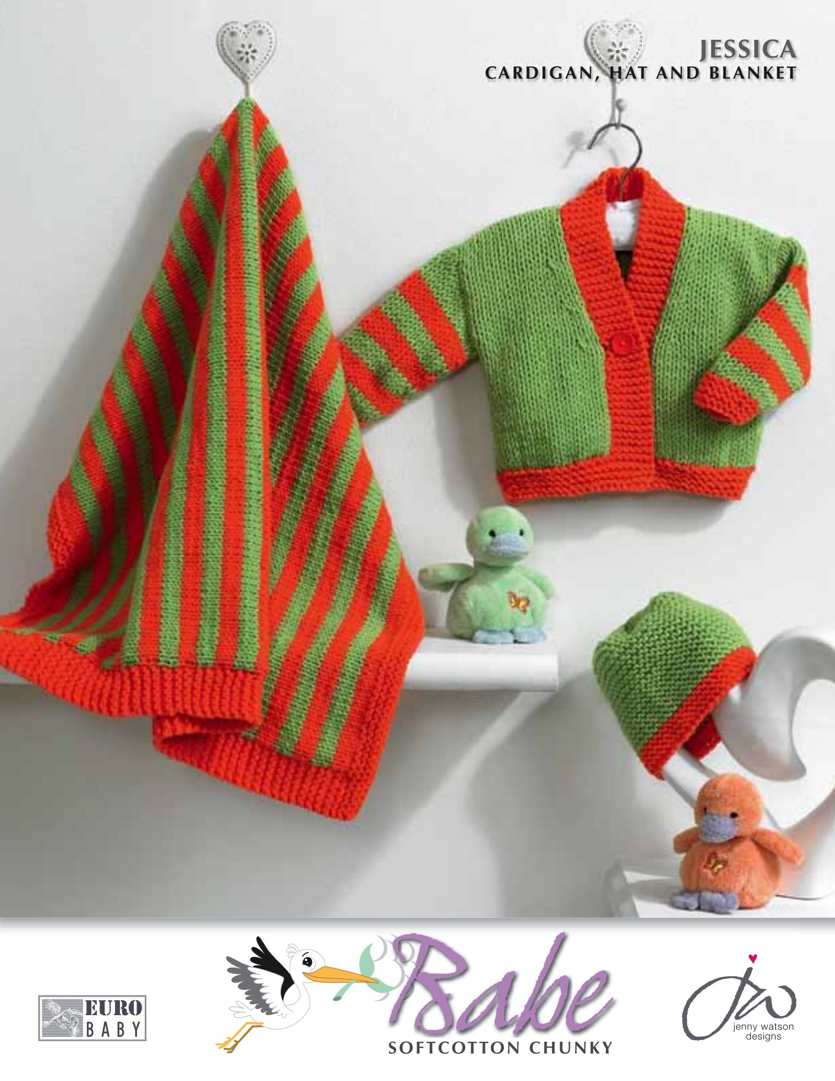Euro Jessica Cardigan, Hat, and Blanket Knitting Pattern