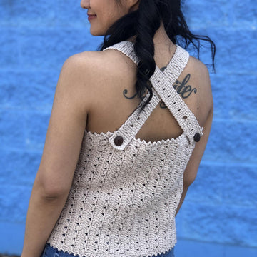 Buttoned up crochet tank top
