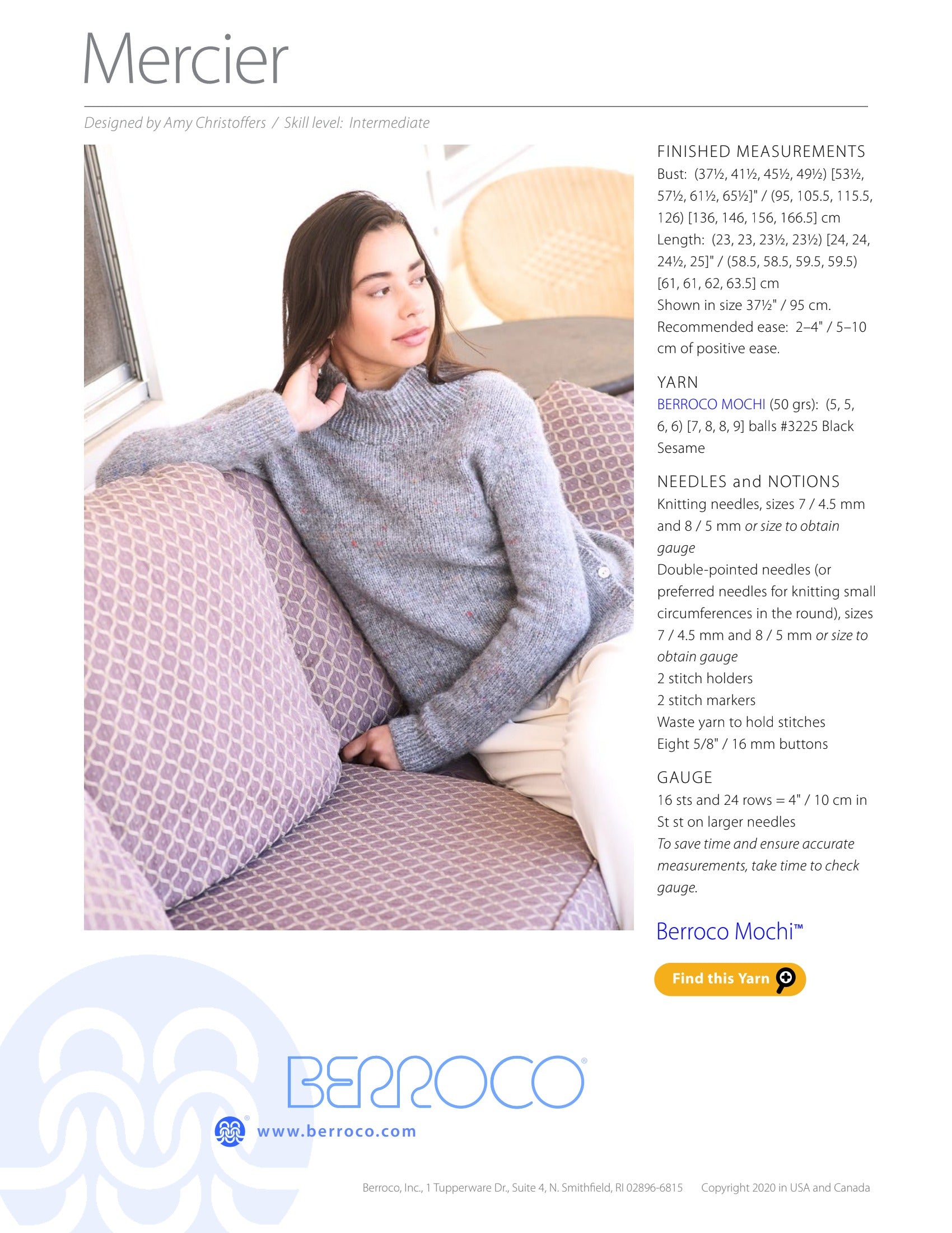 Berroco Mercier Jumper Knitting Pattern