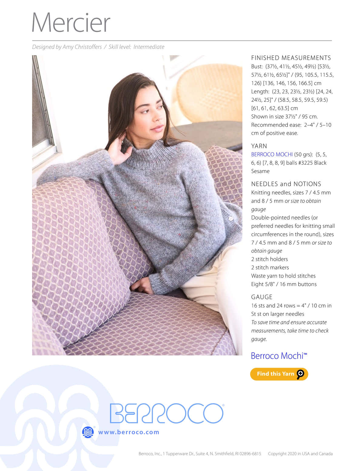 Berroco Mercier Jumper Knitting Pattern