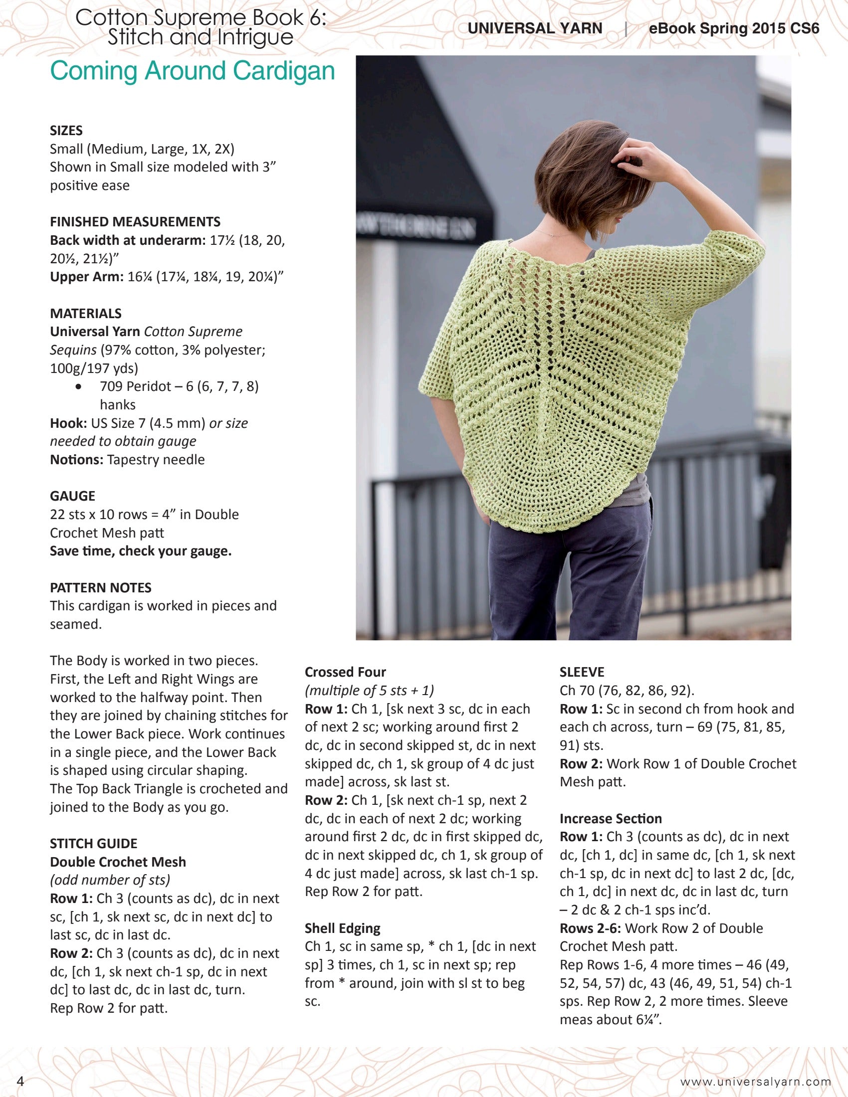 Universal Yarn Coming Around Cardigan Crochet Pattern