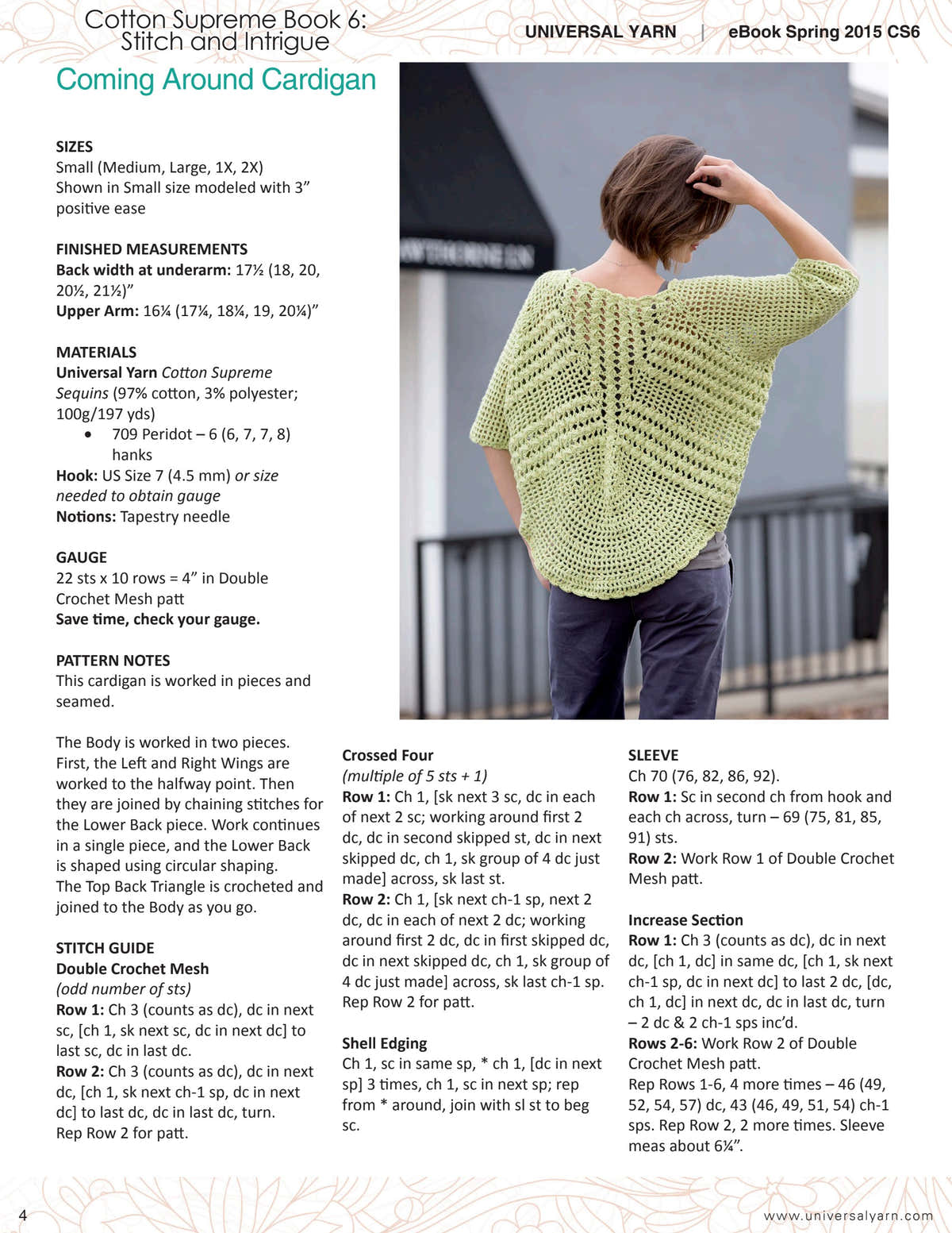 Universal Yarn Coming Around Cardigan Crochet Pattern