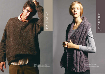 Jo Sharp Cable Shawl and V-Neck Sweater Knitting Pattern