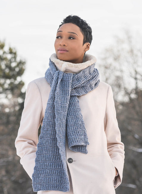 Blue Sky Fibers Ramsey Ribbed Scarf Knitting Pattern