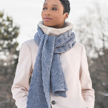 Blue Sky Fibers Ramsey Ribbed Scarf Knitting Pattern