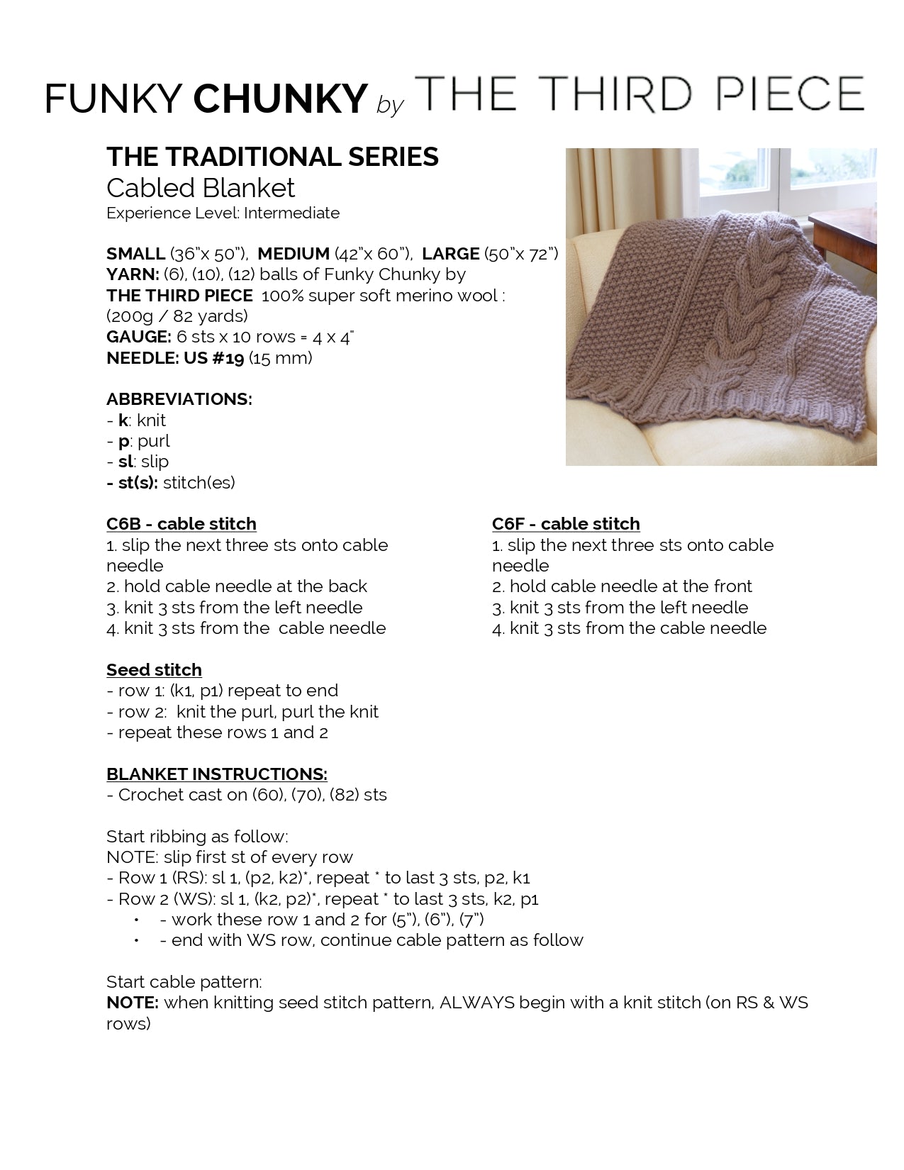 Third Piece The Stowe Blanket Knitting Pattern