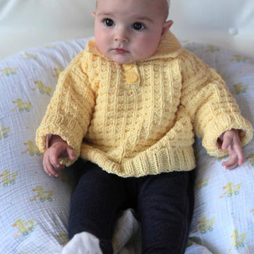 Waffle Knit Baby Polo Sweater in Plymouth Yarn Dandelion - 2252 - PDF