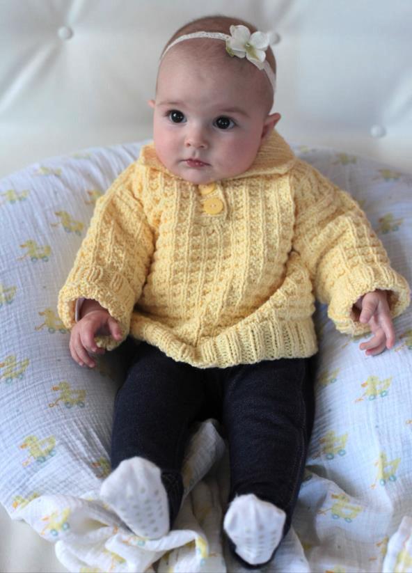 Waffle Knit Baby Polo Sweater in Plymouth Yarn Dandelion - 2252 - PDF