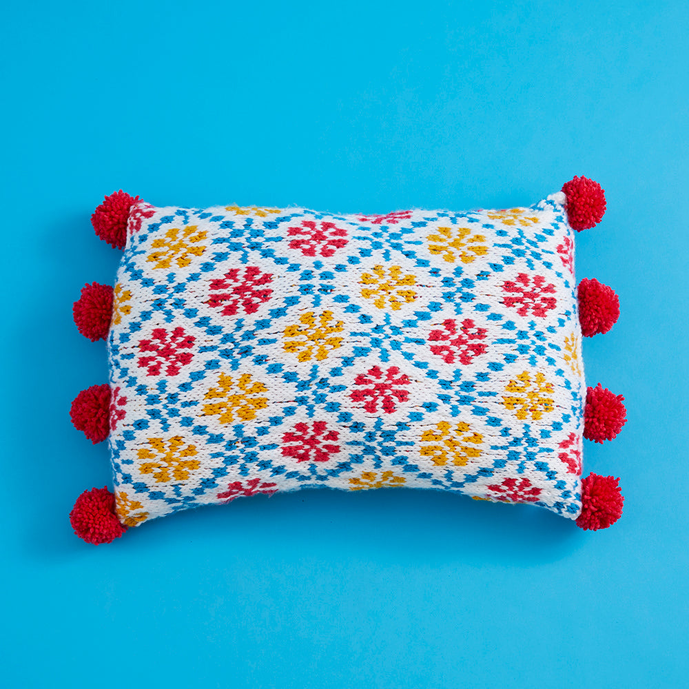Paintbox Yarns Fizzy Flower Cushion Knitting Pattern