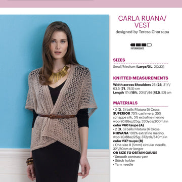 Filatura Di Crosa Carla Ruana Vest Cardigan Knitting Pattern