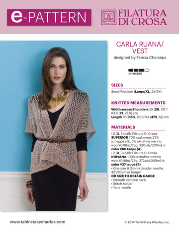 Filatura Di Crosa Carla Ruana Vest Cardigan Knitting Pattern